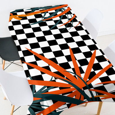 Ģeometriski svītrains režģis kāzu dekorācijas galdauts ūdensizturīgs telpu dekorējums estētisks izšūts galdauts galdauts