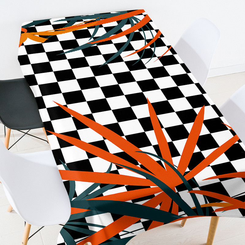 Ģeometriski svītrains režģis kāzu dekorācijas galdauts ūdensizturīgs telpu dekorējums estētisks izšūts galdauts galdauts