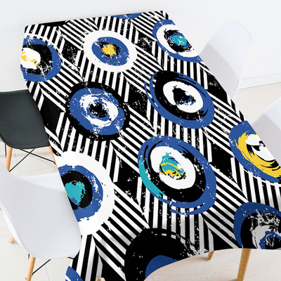 Krāsu ģeometriski svītrains aplis galda pārklājs pusdienu galda apdare eleganti galda klājumi rozā zelta galdauts mežģīņu galdauts