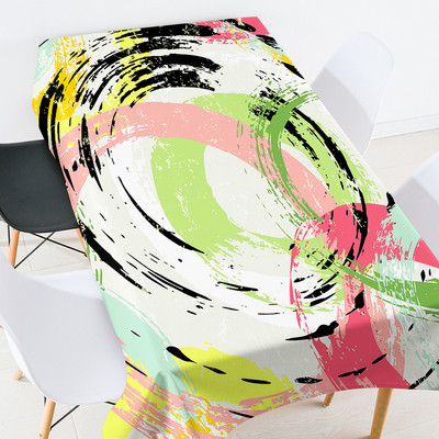 Krāsu ģeometriski svītrains aplis galda pārklājs pusdienu galda apdare eleganti galda klājumi rozā zelta galdauts mežģīņu galdauts