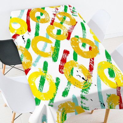 Krāsu ģeometriski svītrains aplis galda pārklājs pusdienu galda apdare eleganti galda klājumi rozā zelta galdauts mežģīņu galdauts