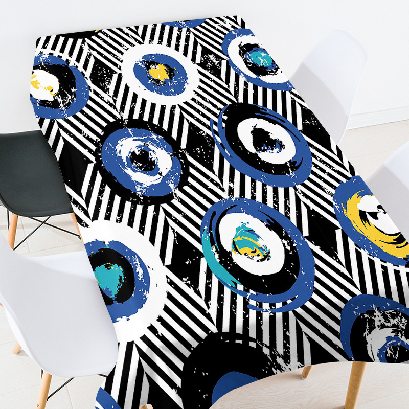 Krāsu ģeometriski svītrains aplis galda pārklājs pusdienu galda apdare eleganti galda klājumi rozā zelta galdauts mežģīņu galdauts