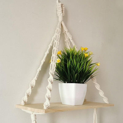 Macrame lentynos laikymo organizatorius, skirtas gėlių vazonų dekoravimui