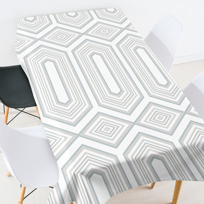 Krāsu ģeometriski svītrainām režģu terases apdare istabas apdare estētiska pusdienu galda pārsegs apaļā galda pārklājs galda pārklājs