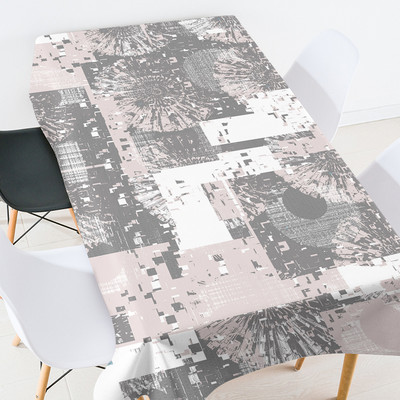 Krāsu ģeometriski svītrainām režģu terases apdare istabas apdare estētiska pusdienu galda pārsegs apaļā galda pārklājs galda pārklājs