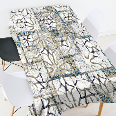 Krāsu ģeometriski svītrainām režģu terases apdare istabas apdare estētiska pusdienu galda pārsegs apaļā galda pārklājs galda pārklājs