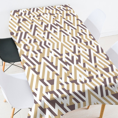 Krāsu ģeometriski svītrainām režģu terases apdare istabas apdare estētiska pusdienu galda pārsegs apaļā galda pārklājs galda pārklājs