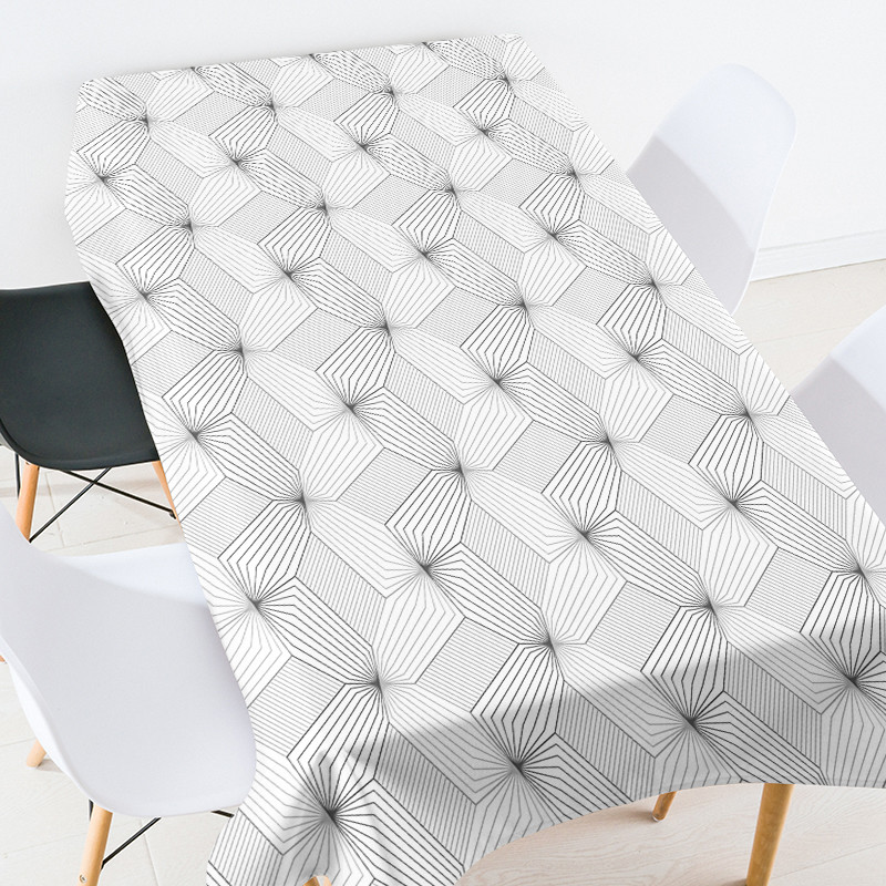 Krāsu ģeometriski svītrainām režģu terases apdare istabas apdare estētiska pusdienu galda pārsegs apaļā galda pārklājs galda pārklājs