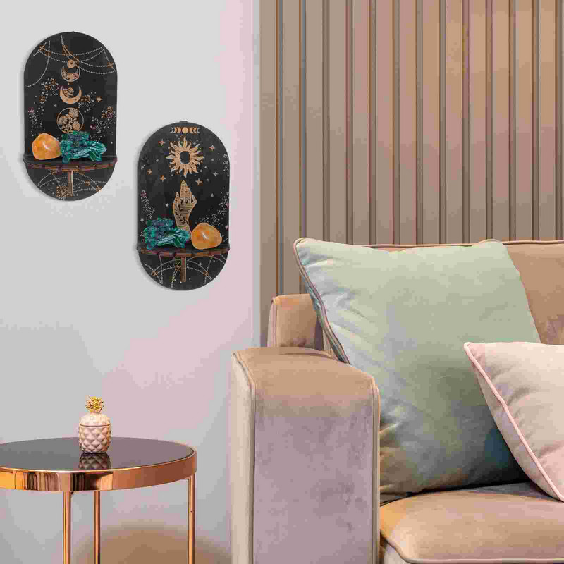 Krištolinė lentyna prie sienos stovo laikiklis medinis stovas mėnulis lentynos sferinis pagrindas bohemiškas sandėliukas plūduriuojantis medinis pakabinamas dekoratyvinis