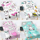 Rajzfilm anime állat étkező asztal borítás szoba dekoráció esztétikus terítő vízálló party terítő fehér terítő