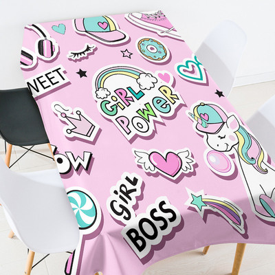 Rajzfilm anime állat étkező asztal borítás szoba dekoráció esztétikus terítő vízálló party terítő fehér terítő