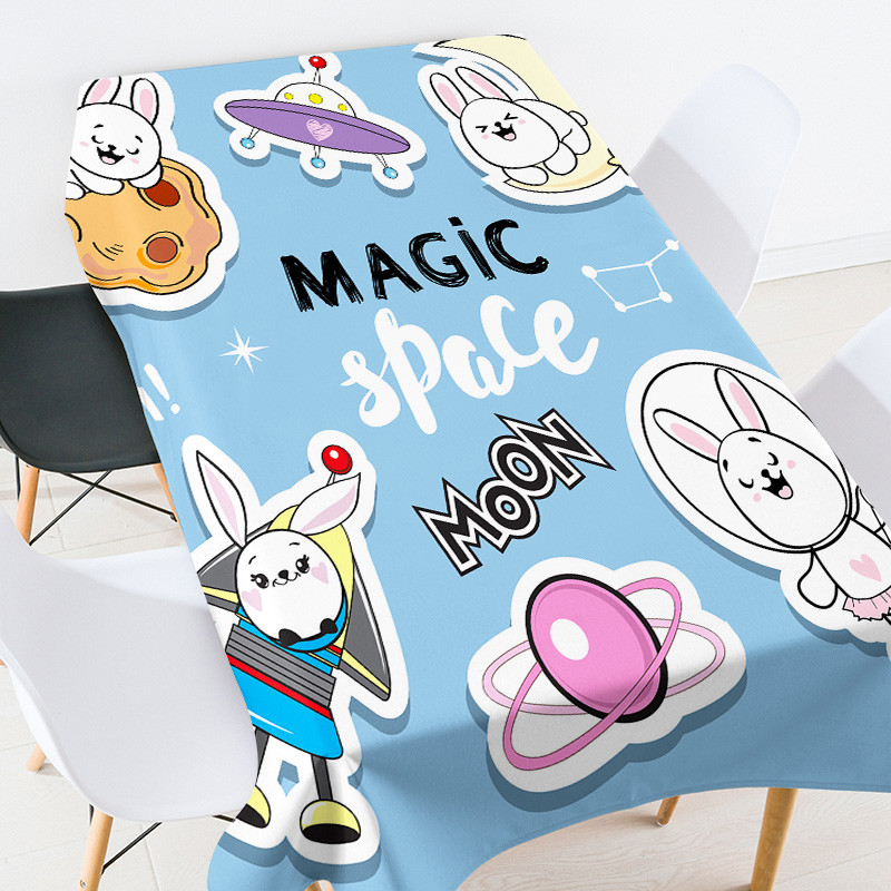 Rajzfilm anime állat étkező asztal borítás szoba dekoráció esztétikus terítő vízálló party terítő fehér terítő