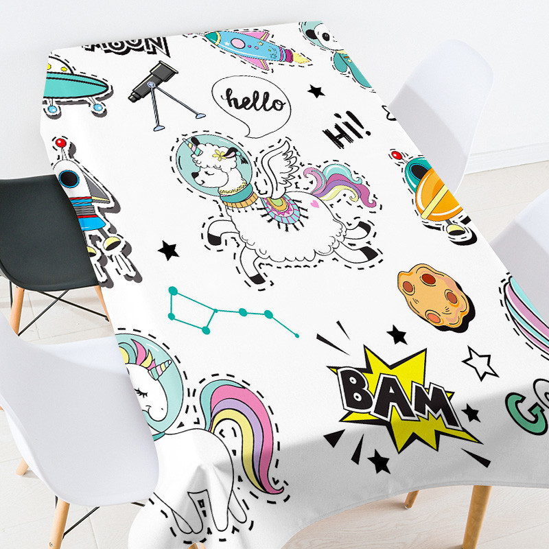 Rajzfilm anime állat étkező asztal borítás szoba dekoráció esztétikus terítő vízálló party terítő fehér terítő