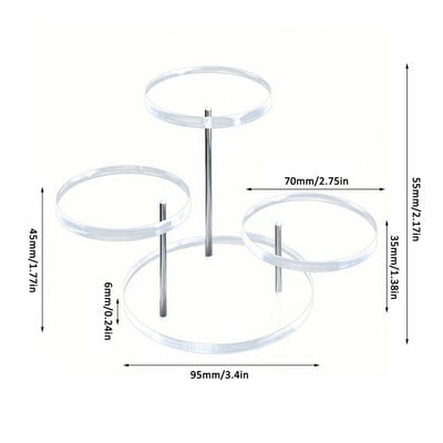 3 razine Prozirni akrilni izložbeni stalak Kućni okrugli prozirni stalak za nakit Višenamjenski prsten Naušnice Držač za kolače Organizator