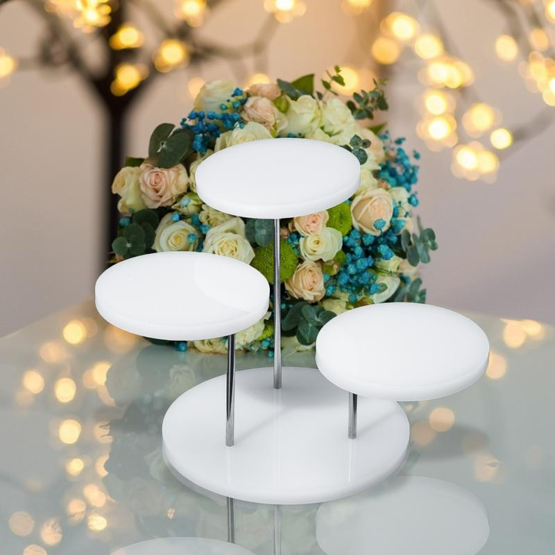 Suport de afișare acrilic transparent cu 3 niveluri Suport de bijuterii rotund transparent pentru cercei inel multifuncțional Organizator de suport pentru cupcake