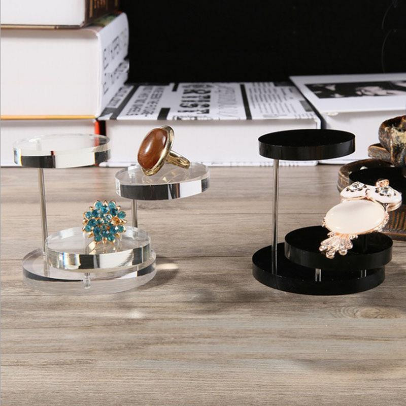 Suport de afișare acrilic transparent cu 3 niveluri Suport de bijuterii rotund transparent pentru cercei inel multifuncțional Organizator de suport pentru cupcake