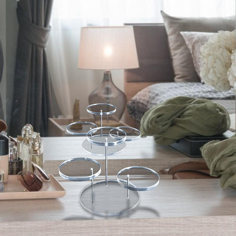 Suport de afișare acrilic transparent cu 3 niveluri Suport de bijuterii rotund transparent pentru cercei inel multifuncțional Organizator de suport pentru cupcake