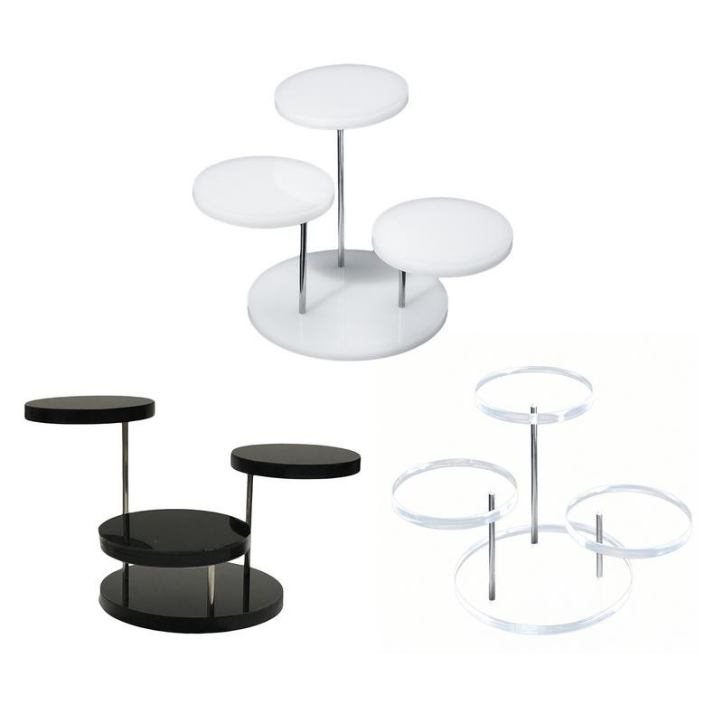 Suport de afișare acrilic transparent cu 3 niveluri Suport de bijuterii rotund transparent pentru cercei inel multifuncțional Organizator de suport pentru cupcake