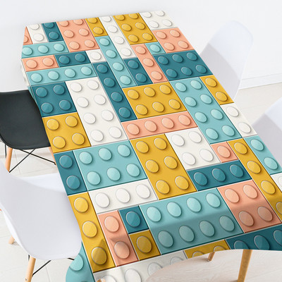 Karikatūras ģeometrijas skolas piederumi galdauts ballīšu galdauts pusdienu galda dekors balts galdauts izšūts galdauts