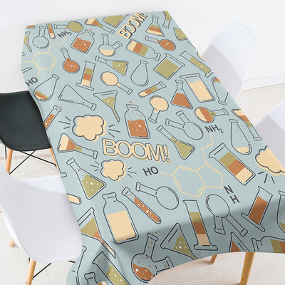 Karikatūras ģeometrijas skolas piederumi galdauts ballīšu galdauts pusdienu galda dekors balts galdauts izšūts galdauts