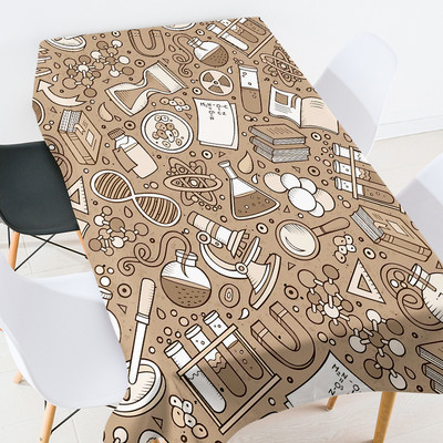 Karikatūras ģeometrijas skolas piederumi galdauts ballīšu galdauts pusdienu galda dekors balts galdauts izšūts galdauts