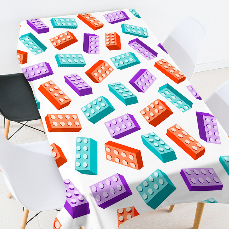 Karikatūras ģeometrijas skolas piederumi galdauts ballīšu galdauts pusdienu galda dekors balts galdauts izšūts galdauts