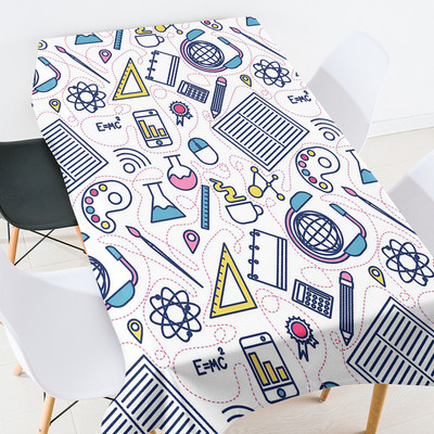 Animacinių filmų geometrija mokyklinės prekės stalo užtiesalas kambario dekoras estetinis europietiškos staltiesės kavos staliukas svetainės stalui