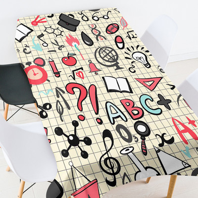 Animacinių filmų geometrija mokyklinės prekės stalo užtiesalas kambario dekoras estetinis europietiškos staltiesės kavos staliukas svetainės stalui