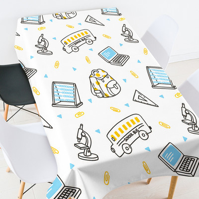 Animacinių filmų geometrija mokyklinės prekės stalo užtiesalas kambario dekoras estetinis europietiškos staltiesės kavos staliukas svetainės stalui