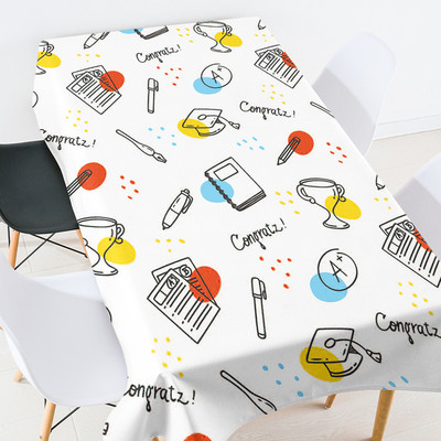 Animacinių filmų geometrija mokyklinės prekės stalo užtiesalas kambario dekoras estetinis europietiškos staltiesės kavos staliukas svetainės stalui