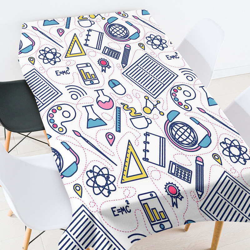 Animacinių filmų geometrija mokyklinės prekės stalo užtiesalas kambario dekoras estetinis europietiškos staltiesės kavos staliukas svetainės stalui