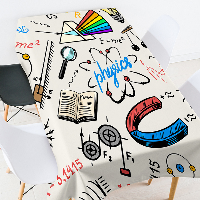 Animacinių filmų geometrija mokyklinės prekės stalo užtiesalas kambario dekoras estetinis europietiškos staltiesės kavos staliukas svetainės stalui