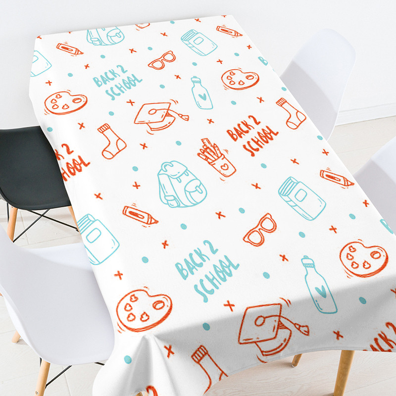 Animacinių filmų geometrija mokyklinės prekės stalo užtiesalas kambario dekoras estetinis europietiškos staltiesės kavos staliukas svetainės stalui
