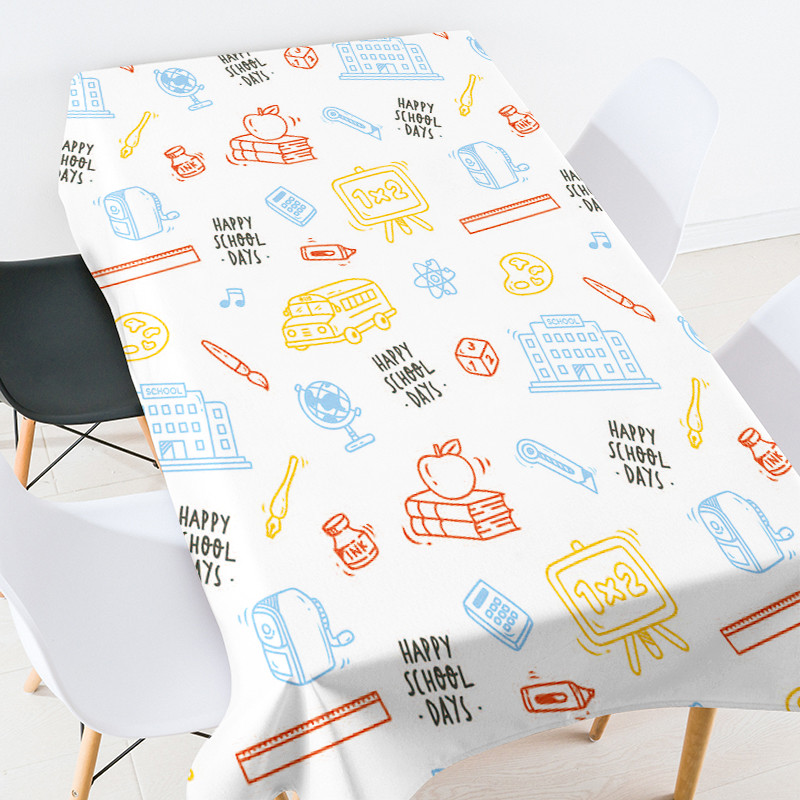 Animacinių filmų geometrija mokyklinės prekės stalo užtiesalas kambario dekoras estetinis europietiškos staltiesės kavos staliukas svetainės stalui