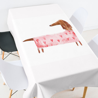 Karikatūra gādīgi dzīvnieki kafijas galdiņš viesistabai ūdensizturīgs galdauts galda pārklājs lina galdauts balts galdauts galds