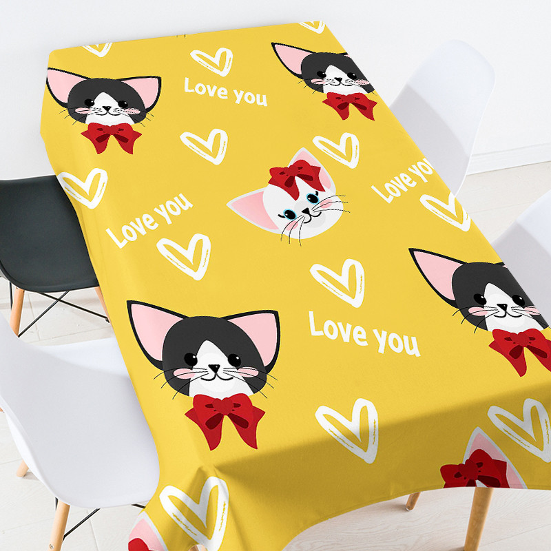 Karikatūra gādīgi dzīvnieki kafijas galdiņš viesistabai ūdensizturīgs galdauts galda pārklājs lina galdauts balts galdauts galds