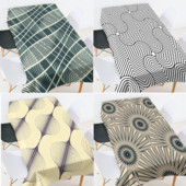 Ģeometriskas svītras pusdienu galda dekorēšana kāzu dekorēšana kafijas galdiņš viesistabai mežģīņu galdauts rūtains galdauta mētelis