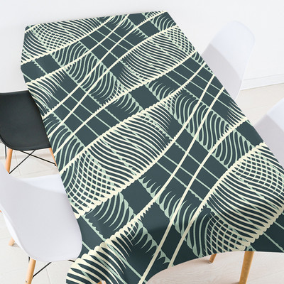 Ģeometriskas svītras pusdienu galda dekorēšana kāzu dekorēšana kafijas galdiņš viesistabai mežģīņu galdauts rūtains galdauta mētelis