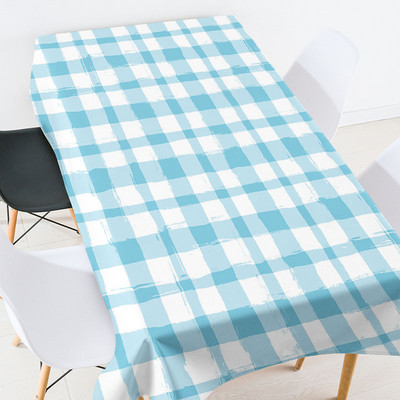 Krāsu ģeometriski svītraina režģa galdautu komplekts kāzu dekorēšana Elastīgs stikla galda aizsargs taisnstūra galdauts