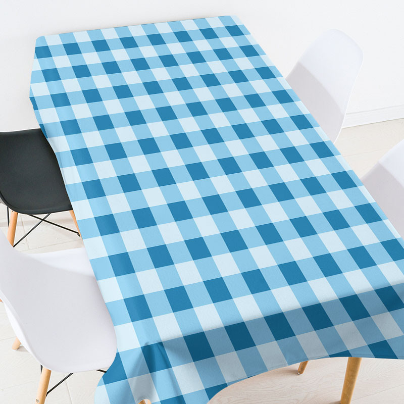 Krāsu ģeometriski svītraina režģa galdautu komplekts kāzu dekorēšana Elastīgs stikla galda aizsargs taisnstūra galdauts