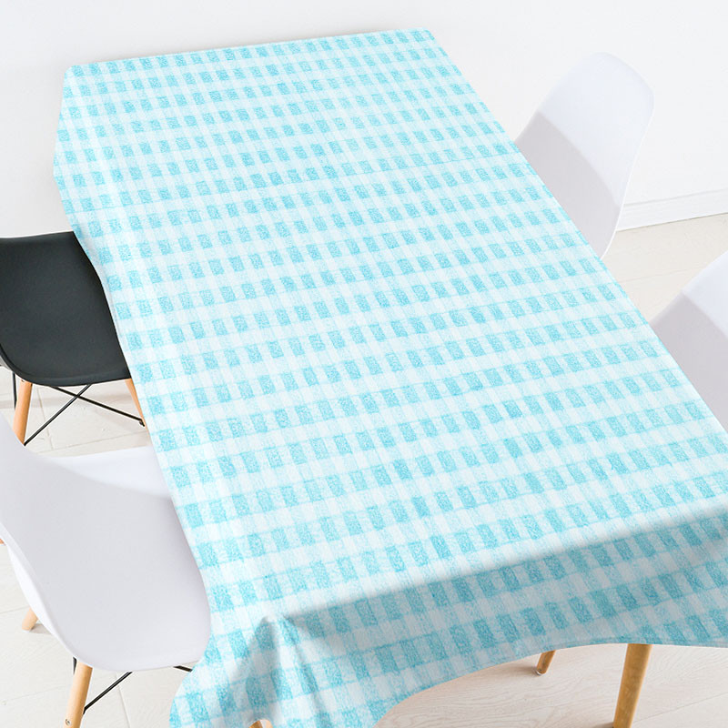 Krāsu ģeometriski svītraina režģa galdautu komplekts kāzu dekorēšana Elastīgs stikla galda aizsargs taisnstūra galdauts