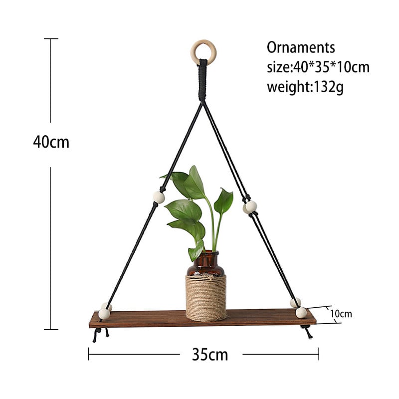 Koka plaukts Makrama sienas dekors Boho plauktu organizators Mājas dekors Peldošie plaukti sienas vannas istabas dekoram Augu statīvu plaukti