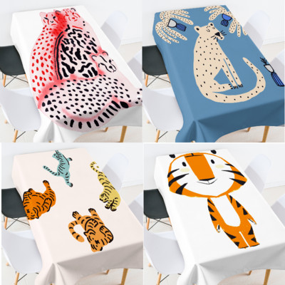 Crtani životinjski tigar leopard stolnjak stolnjak stolnjak pravokutni svadbeni stolnjak bijeli stolić za kavu Stol za blagovanje