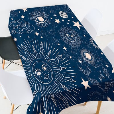 Zvaigžņota debess Ziemassvētku galdauts Halovīni dekorācijas mājām āra purpursarkans galdauts pusdienu galdauts Eļļas lupats uz galda