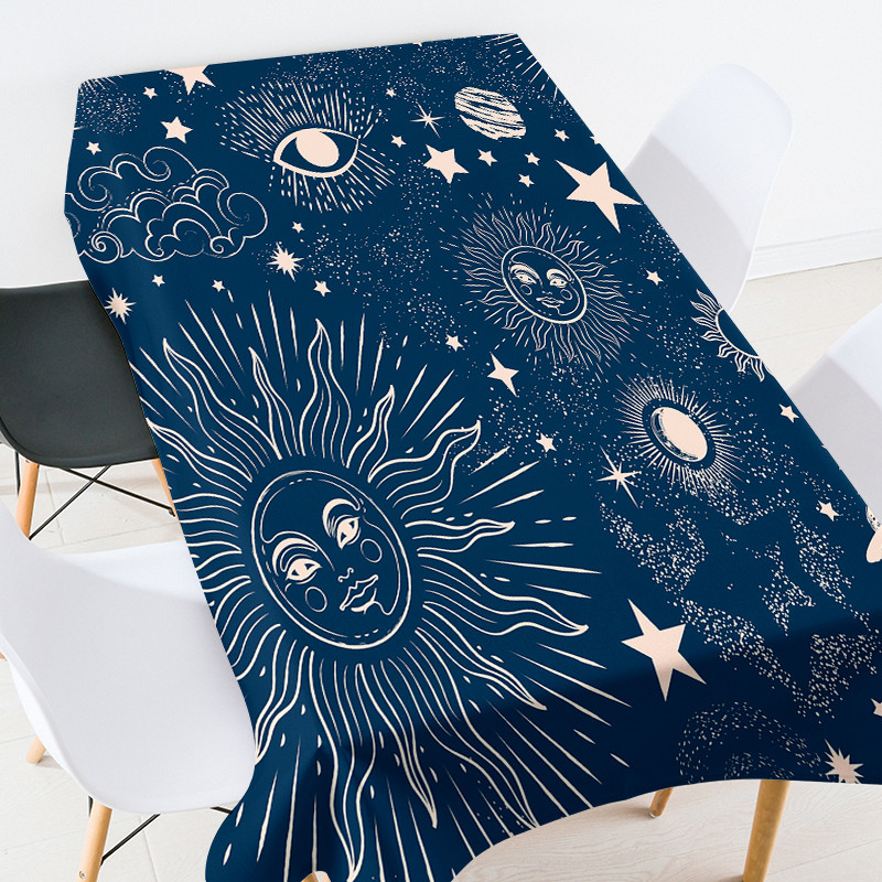 Zvaigžņota debess Ziemassvētku galdauts Halovīni dekorācijas mājām āra purpursarkans galdauts pusdienu galdauts Eļļas lupats uz galda