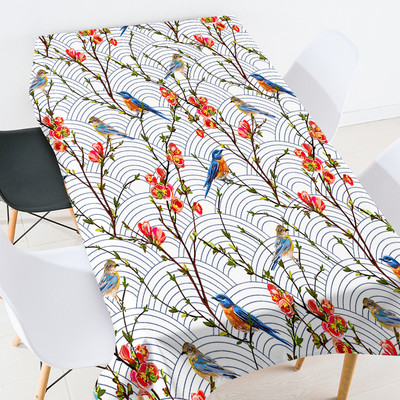 Ģeometriski svītrainu ziedu galdautu komplekts taisnstūrveida galdauts Elastīgs stikla galda aizsargs piknika sega galda pārklājs