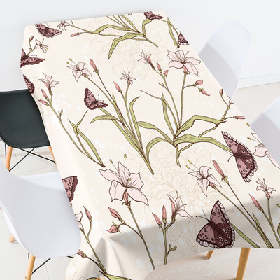 Ģeometriski svītrainu ziedu galdautu komplekts taisnstūrveida galdauts Elastīgs stikla galda aizsargs piknika sega galda pārklājs