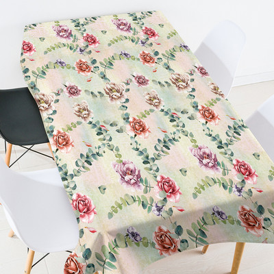 Ģeometriski svītrainu ziedu galdautu komplekts taisnstūrveida galdauts Elastīgs stikla galda aizsargs piknika sega galda pārklājs