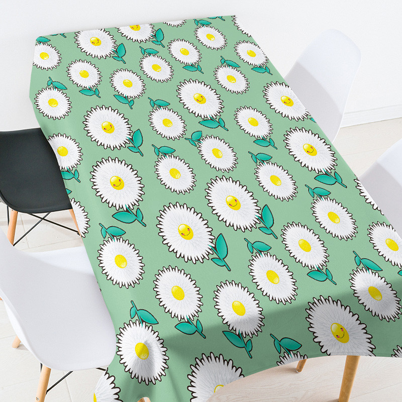 Ģeometriski svītrainu ziedu galdautu komplekts taisnstūrveida galdauts Elastīgs stikla galda aizsargs piknika sega galda pārklājs