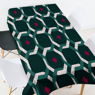 Ģeometriski svītraini ziedi taisnstūra galds galdauts kāzu noformējums Prettraipu galdauts ballīšu dekorēšana Galda pusdienošana